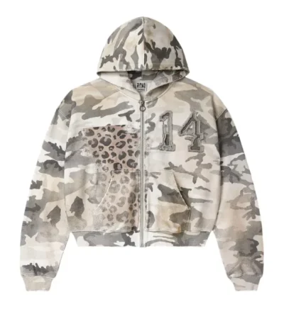 Forever Winter Camo Zip-Up Long-Sleeve Tee Gray