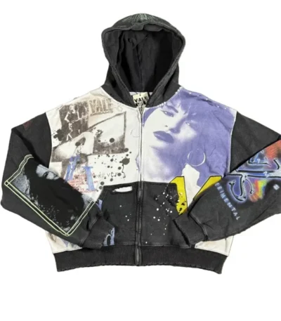 Vale Collage Art Zip Hoodie – Black
